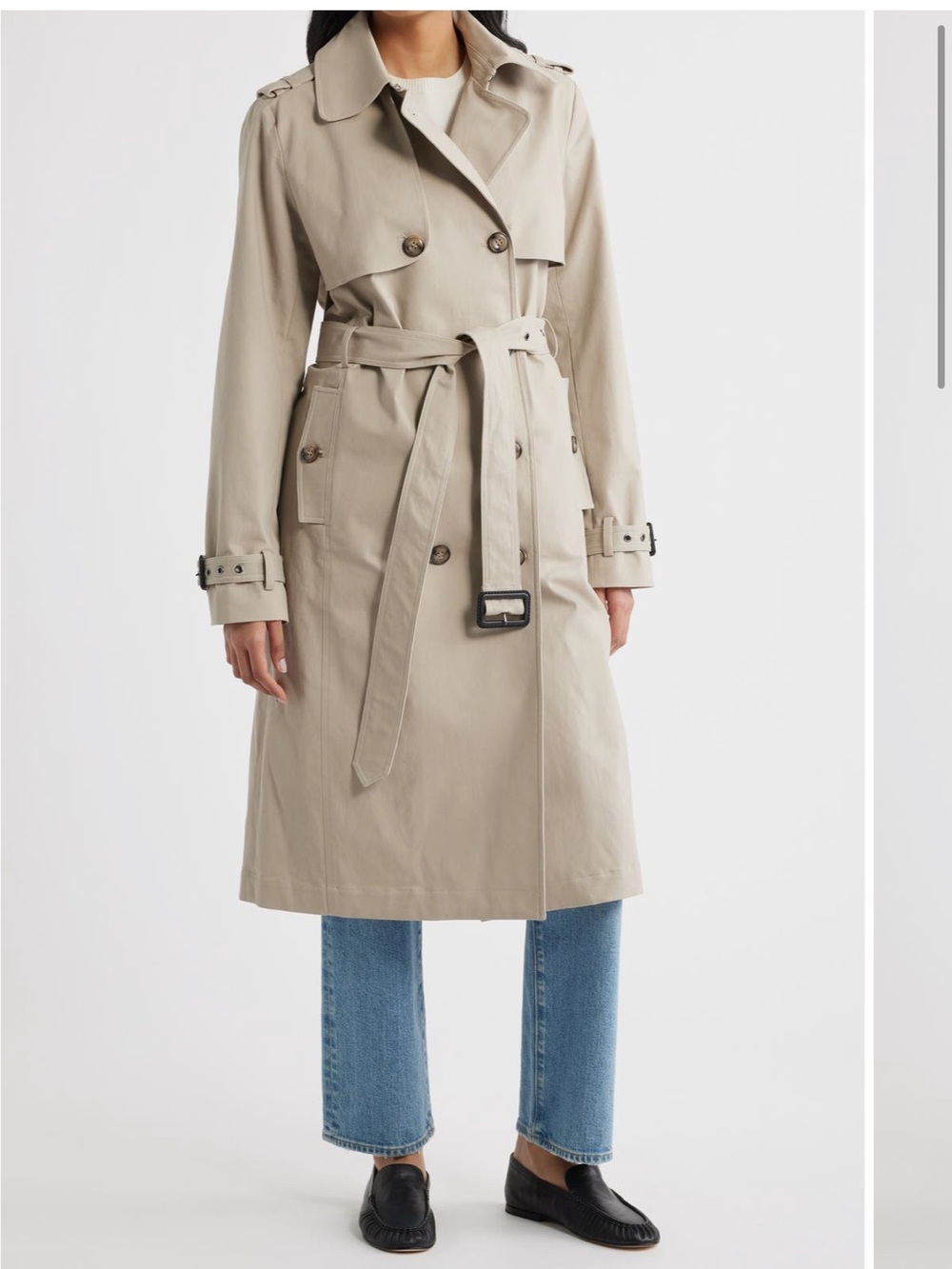 Bernardo Taupe Belted Stretch Cotton Trench Coat